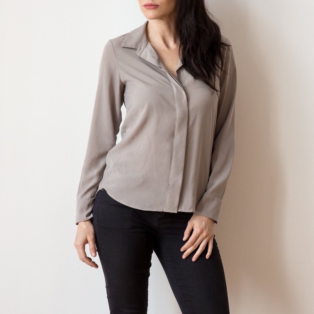 H&M Taupe Button-Up Blouse